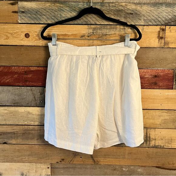 Calvin Klein White Tie Waist Linen Shorts Size Medium - Picture 2 of 9